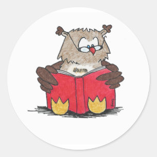 Lezende Uil Ronde Sticker