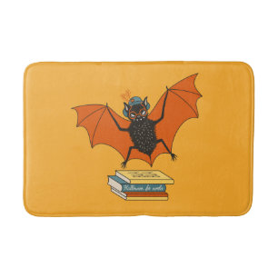 Lezende vleermuis Whimische bibliothecaris met b Badmat