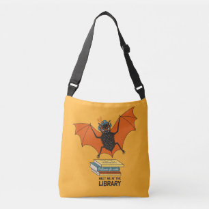 Lezende vleermuis Whimsical bibliothecaris met b Crossbody Tas