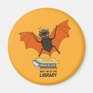 Lezende vleermuis   Whimsical bibliothecaris met b Magneet