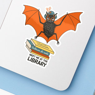 Lezende vleermuis Whimsical bibliothecaris met b Sticker