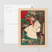  lezing 1909 vrouw omringd door boeken briefkaart (Voorkant / Achterkant)