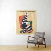 Lezing Cat Fun Library Wandkleed (In situ)