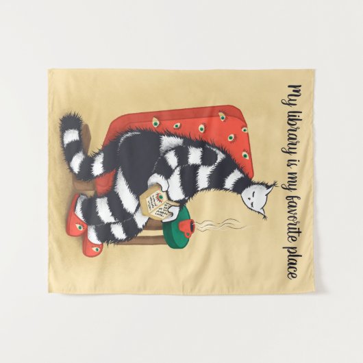 Lezing Cat Fun Library Wandkleed (Voorkant (horizontaal))