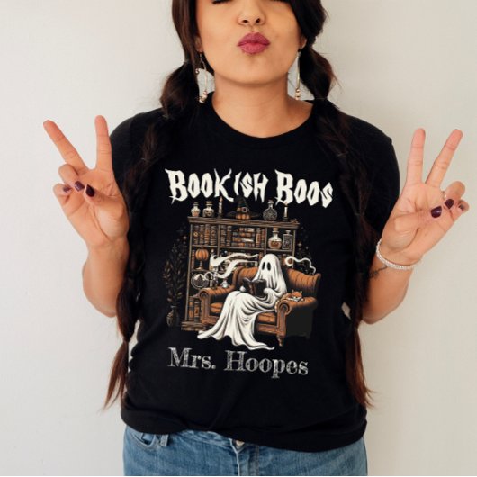 Lezing Docent Librarian Spooky Halloween Kostuum T-shirt