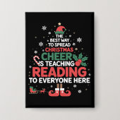 Lezing Leraar Kerst Elf Kerstmis Cheer Button (Voorkant)