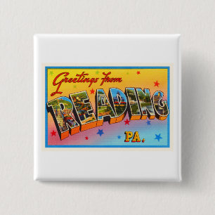 lezing Pennsylvania PA Vintage Travel Souvenir Vierkante Button 5,1 Cm