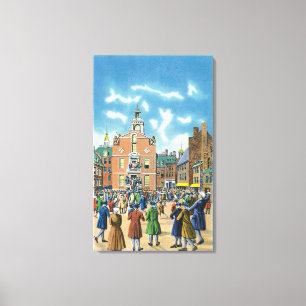 Lezing van de onafhankelijkheidsverklaring canvas afdruk