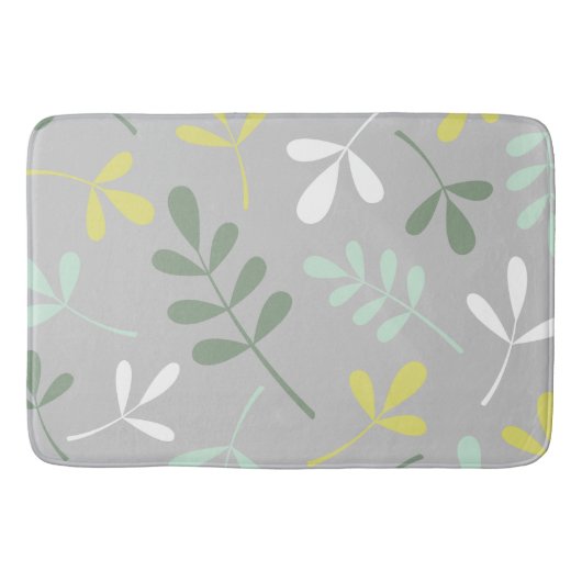 LG Assorted Leaves Grens Geel Wit op Grijs Badmat (Voorkant)
