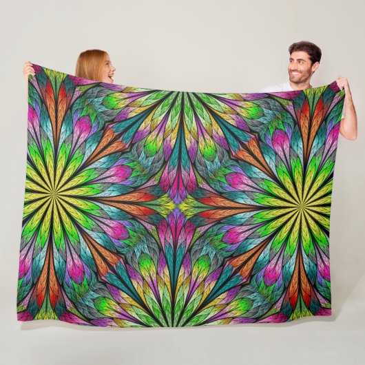 Lg Floral Fractal Fleece Blanket Deken (In situ)