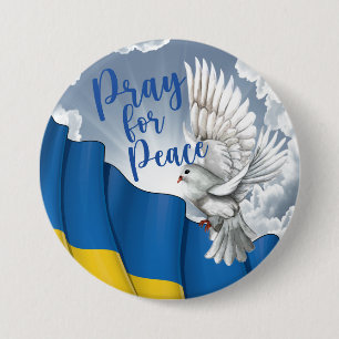 Lg. Pray for Peace for Ukraine Ronde Button 7,6 Cm