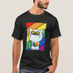 LGB Vlag Gay Pride Maand Regenboog Mooie Kat Met L T-shirt
