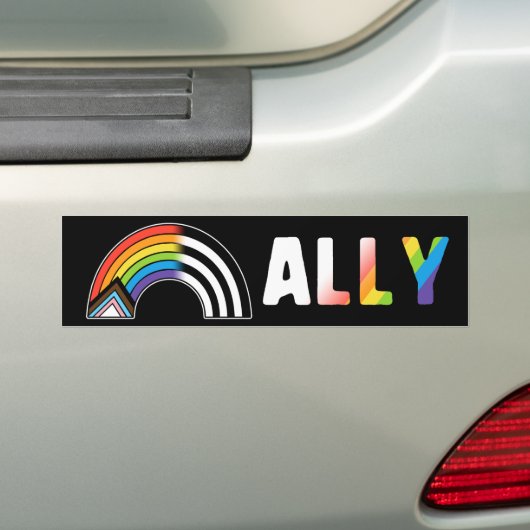 LGBT Ally Flag Progress Pride Flag Straight Ally Bumpersticker (Op auto)