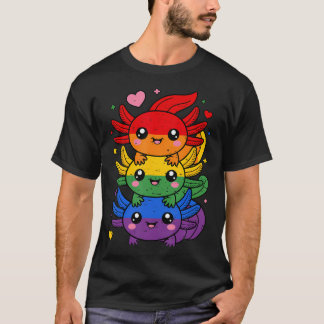 Lgbt Axolotl Stapel Regenboog Vlag Lgbtq Gay Pride T-shirt