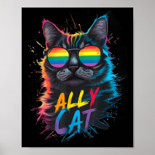 Lgbt- bondgenoot kat wees aardig gay regenboog gra poster