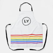 LGBT Custom Initialen Pride Stripes Wit Bakken Schort (Voorkant)