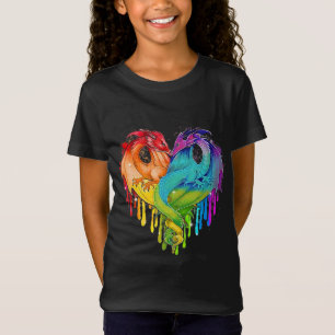Lgbt Dragon Heart Rainbow Heart Dragon Lgbt Pride T-shirt