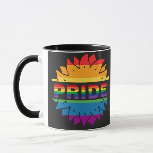 LGBT+Fierté amour. Arc en ciel Fleur de café Mug (Gauche)