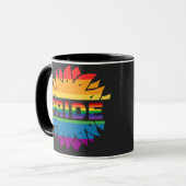 LGBT+Fierté amour. Arc en ciel Fleur de café Mug (Devant gauche)