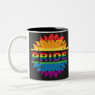 LGBT+Fierté amour. Arc en ciel Fleur de café Mug