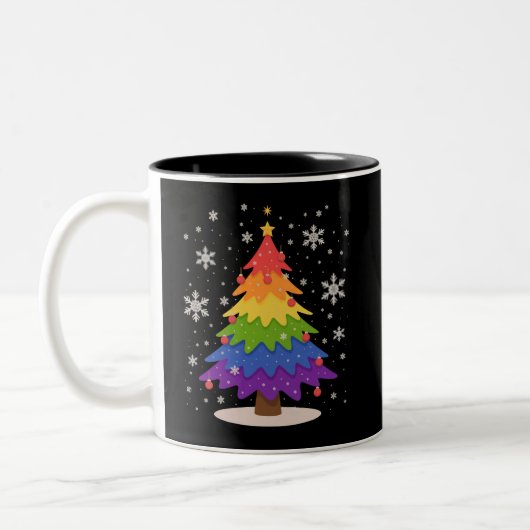 LGBT Flag Christmas Tree Merry Xmas Gay Pride Tweekleurige Koffiemok (Links)