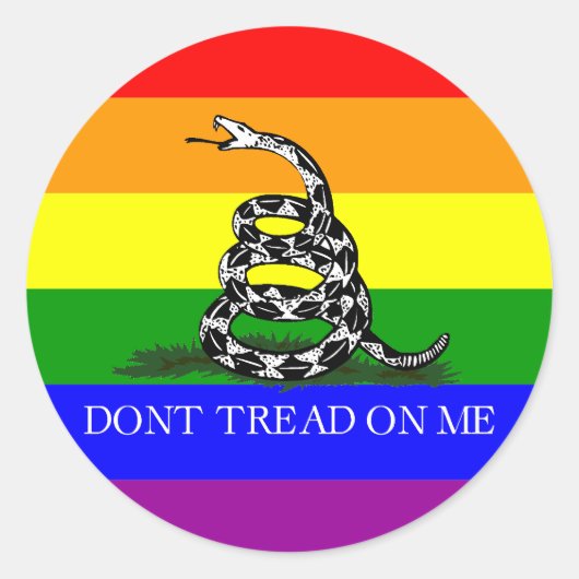 LGBT Gadsden Ronde Sticker (Voorkant)