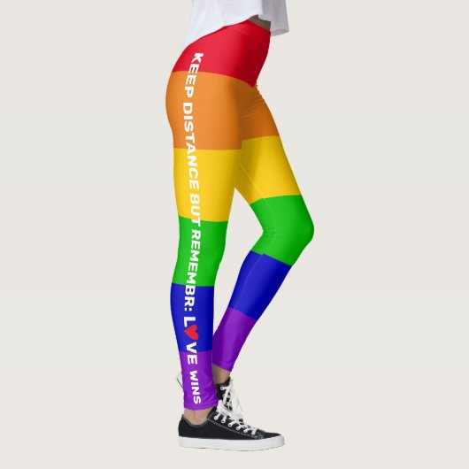 LGBT Gay pride 2020 regenboogvlag Love Wins quote Leggings (Rechts)