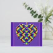 LGBT/Gay Pride Heart Ornament op Lila Briefkaart (Staand voorkant)