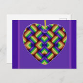LGBT/Gay Pride Heart Ornament op Lila Briefkaart (Voorkant / Achterkant)
