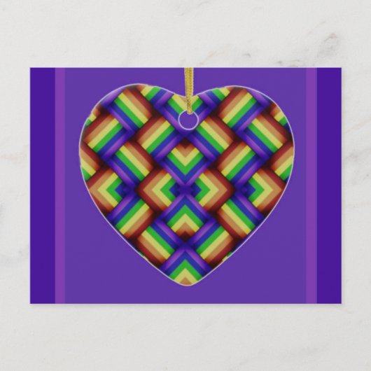 LGBT/Gay Pride Heart Ornament op Lila Briefkaart (Voorkant)