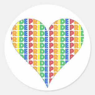LGBT Gay Pride Month Celebration Rainbow Heart Ronde Sticker