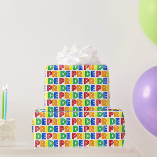 LGBT Gay Pride Month Celebration Rainbow Letters Cadeaupapier