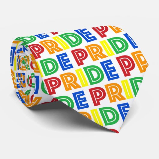 LGBT Gay Pride Month Celebration Rainbow Letters Stropdas (Opgerold)