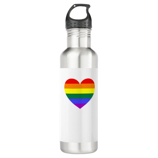 LGBT Gay Pride Rainbow Heart Waterfles (Voorkant)