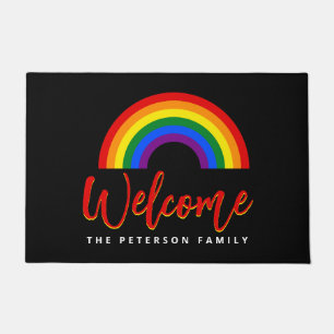 LGBT Gay Pride Rainbow Personaliseer zwart Deurmat