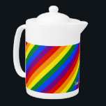 LGBT Gay pride Rainbow Stripes drapeau coloré LGBT<br><div class="desc">Belle, vibrante, LGBT gay pride couleurs arc-en-ciel couleurs, coloré bandes géométriques motif, personnalisée, personnalisée, moderne, cool, élégant, élégant, élégant script / typographie / police de faux or, monogrammed, 100% porcelaine blanche, lave-vaisselle, micro-ondes coffre, théière. Entrez simplement votre nom / nom d'enfant / nom de famille / nom d'entreprise, pour customiser....</div>