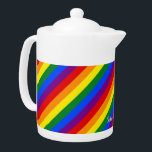LGBT Gay pride Rainbow Stripes drapeau coloré LGBT<br><div class="desc">Belle, vibrante, LGBT gay pride couleurs arc-en-ciel couleurs, coloré bandes géométriques motif, personnalisée, personnalisée, moderne, cool, élégant, élégant, élégant script / typographie / police de faux or, monogrammed, 100% porcelaine blanche, lave-vaisselle, micro-ondes coffre, théière. Entrez simplement votre nom / nom d'enfant / nom de famille / nom d'entreprise, pour customiser....</div>