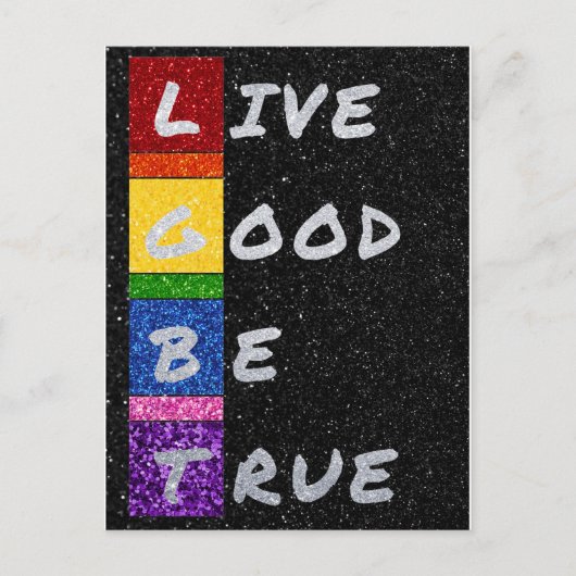 LGBT Glitter Live Good Be True Kaart (Voorkant)