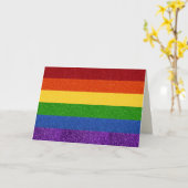 LGBT Glitter Pride Flag Card Kaart (Gele Bloem)