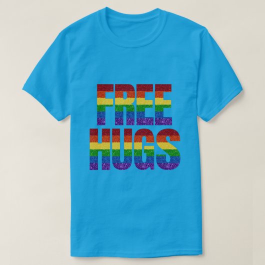 LGBT Glitter Pride Flag Free Hugs T-shirt (Design voorkant)