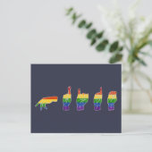 LGBT Glitter Rainbow ASL Pride Briefkaart (Staand voorkant)
