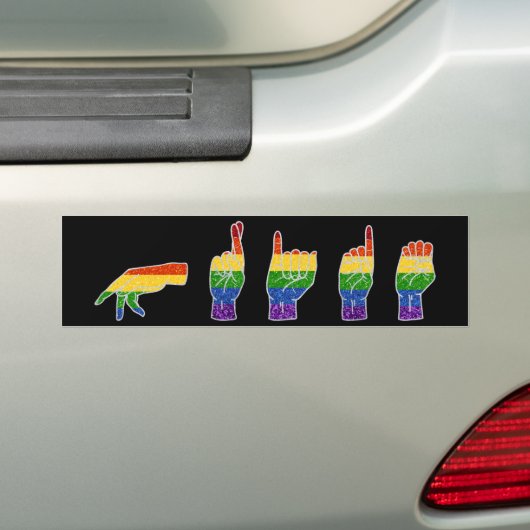 LGBT Glitter Rainbow ASL Pride Bumpersticker (Op auto)