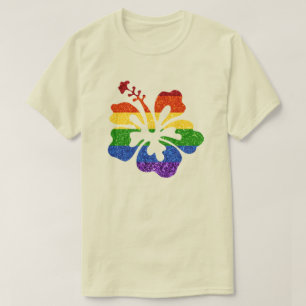 LGBT Glitter Rainbow Hibiscus T-shirt