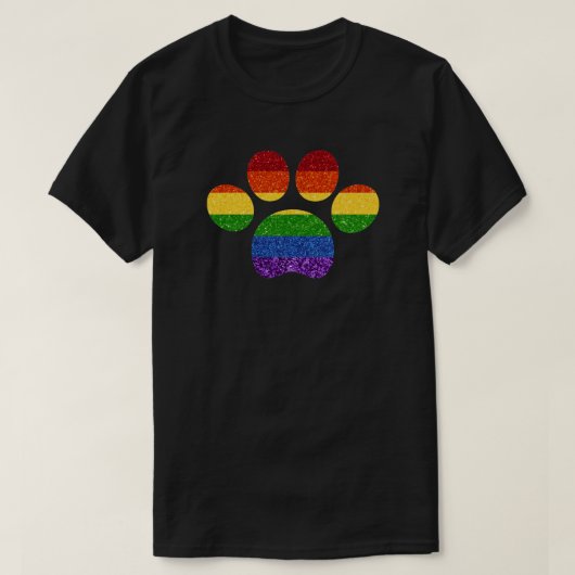 LGBT Glitter Rainbow Paw Print T-shirt (Design voorkant)