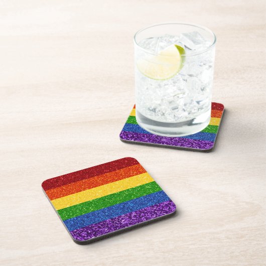 LGBT Glitter Rainbow Pride Flag Bier Onderzetter (Rechterzijde)