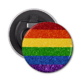 LGBT Glitter Rainbow Pride Flag Button Flesopener (Voorkant)