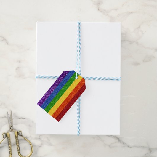 LGBT Glitter Rainbow Pride Flag Cadeaulabel (Met Touw)