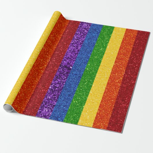 LGBT Glitter Rainbow Pride Flag Cadeaupapier (Uitgerold)