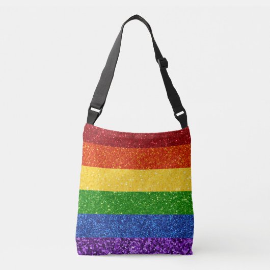 LGBT Glitter Rainbow Pride Flag Crossbody Tas (Voorkant)