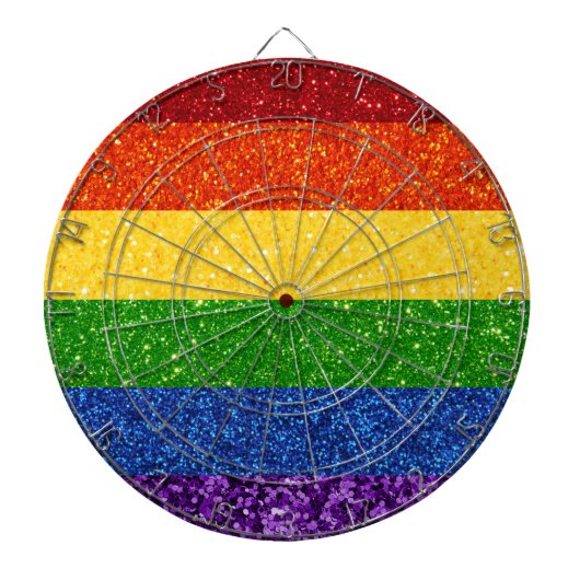 LGBT Glitter Rainbow Pride Flag Dartbord (Voorkant)
